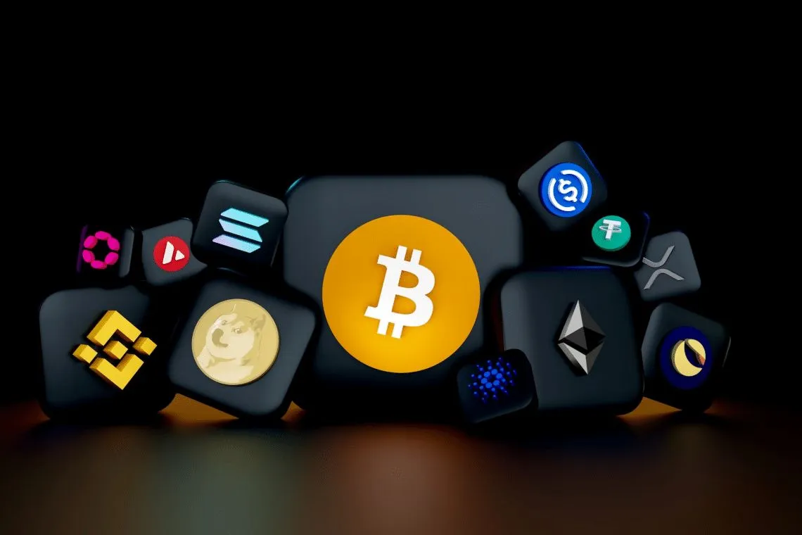 Bitcoin coin with binary code reflection