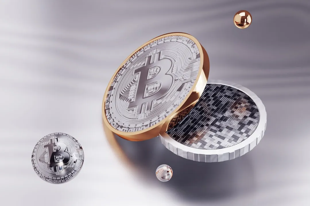 Crypto coins scattered on financial newspaper