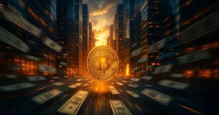 Stack of cryptocurrency coins including BTC and ETH